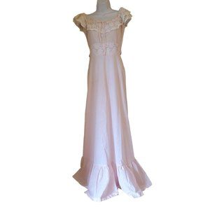 Miss Rita CA Pink Swiss Dot Lace Maxi Dress Cosplay Costume Prom Garden Party‎